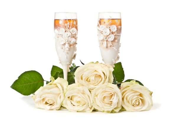 Свадебные бокалы с розами