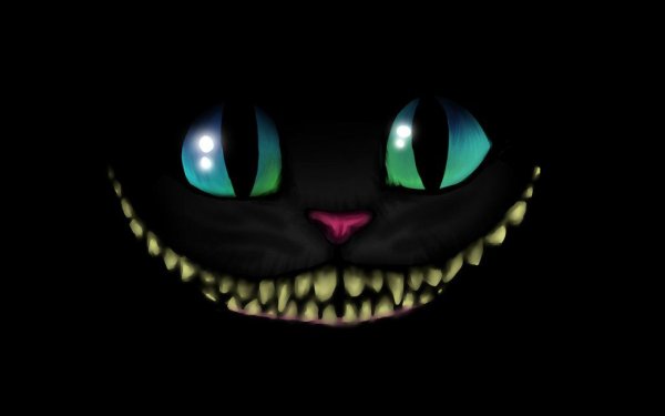 Улыбка чеширского кота на черном фоне