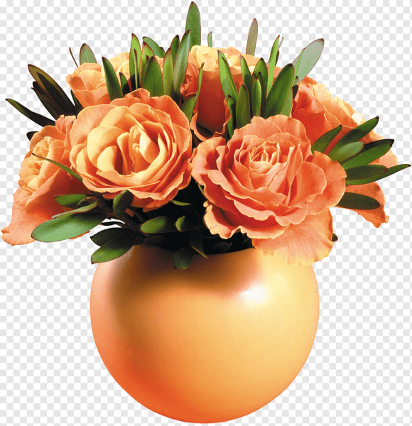 Оранжевая ваза с цветами