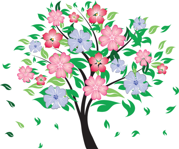 Цветушие дерево на прозрачном фоне