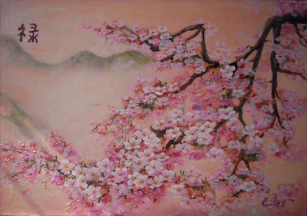 Сакура живопись Япония