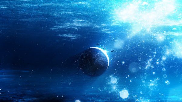 Вода на фоне космоса