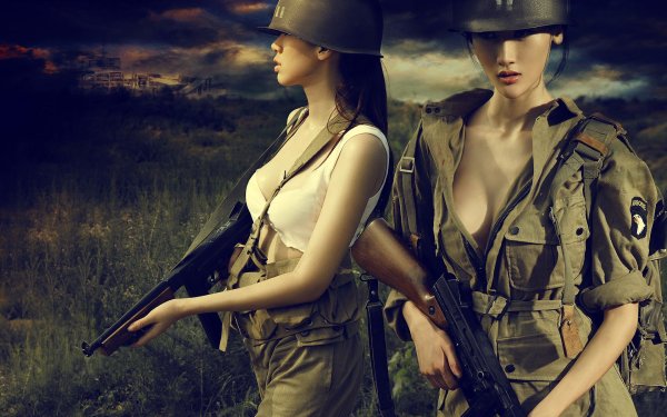 Фотосессия в военном стиле девушки