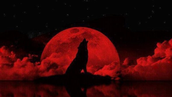 Ночное небо с красной луной