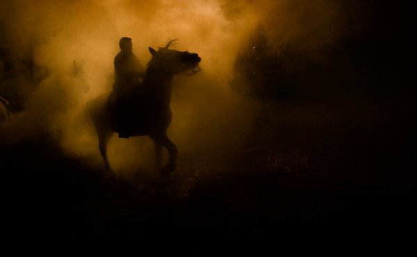 Всадник на коне ночью