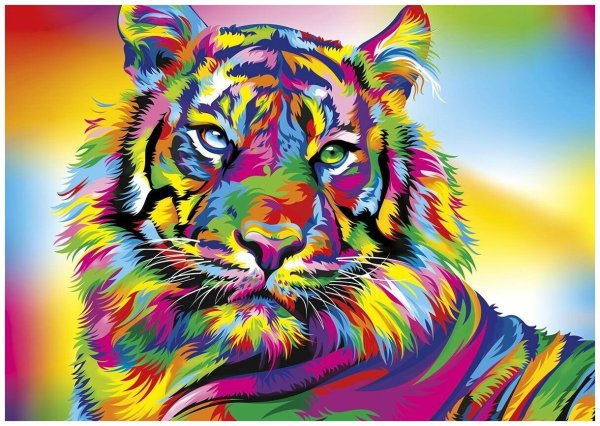 Алмазная мозаика 5d 40x50 тигр с цветными пятнами