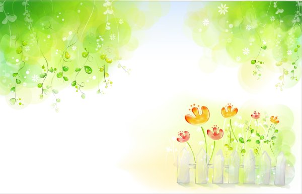 Зеленый фон с цветами для детей