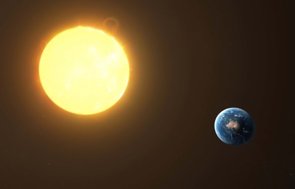 Земля и солнце в космосе