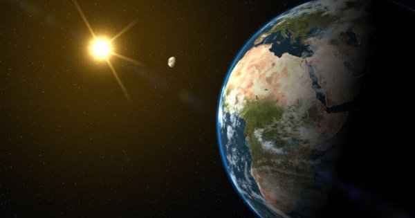 Земля и солнце из космоса
