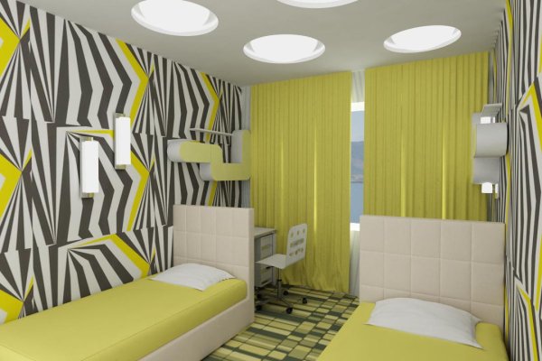 Детская комната в серо-желтом цвете