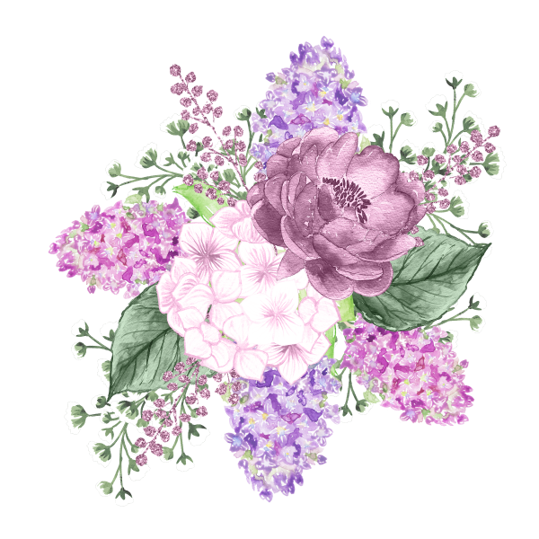 Сиреневые цветы акварель
