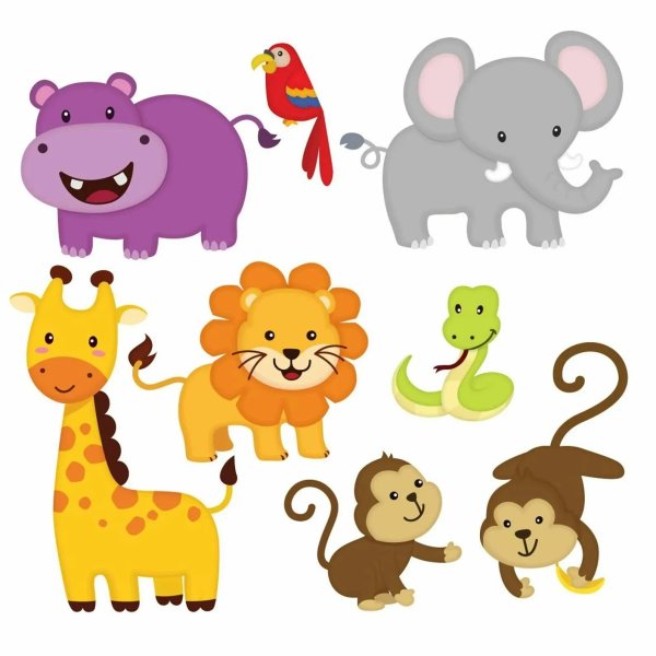 Рисунки животных для детей цветные
