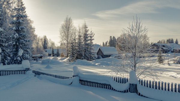 Природа зима деревня