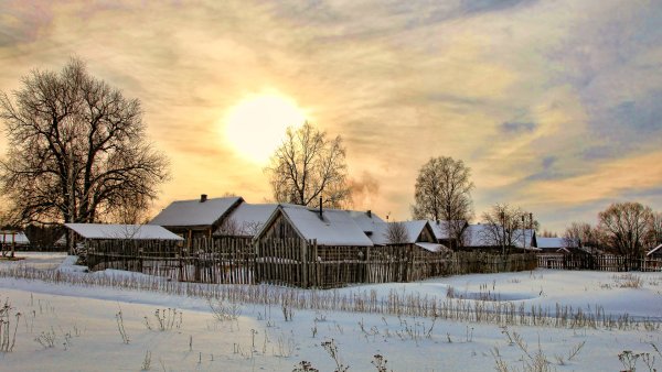 Зимний пейзаж деревня