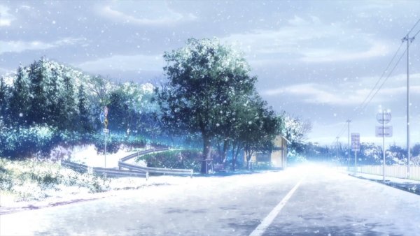 Зимний пейзаж аниме