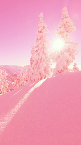 Зимний пейзаж розовый