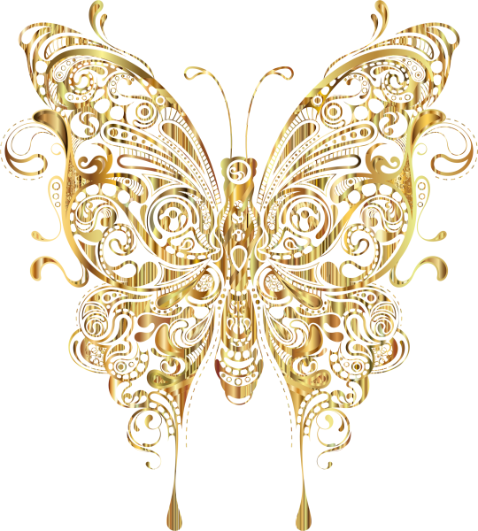 Золотые бабочки на прозрачном фоне