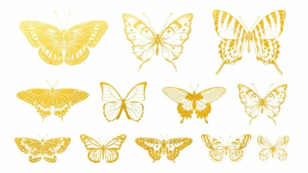 Золотые бабочки для печати