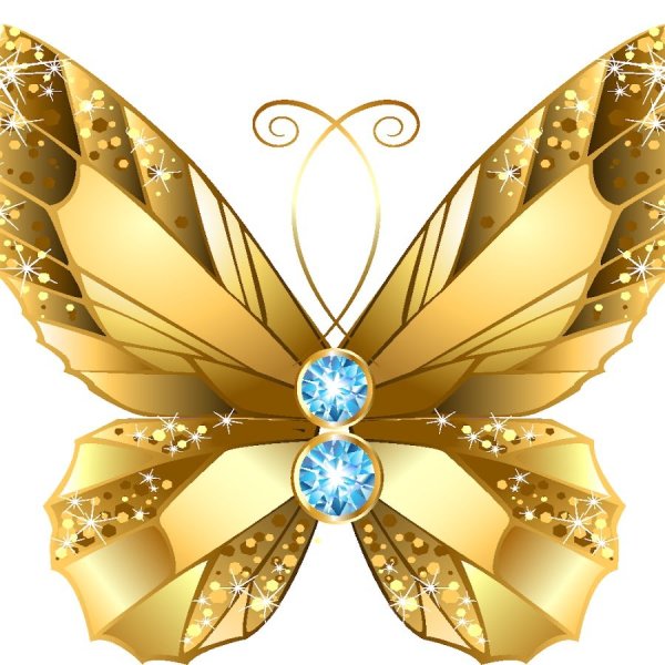 Золотые бабочки на белом фоне
