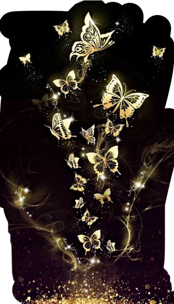 Золотые бабочки на черном фоне