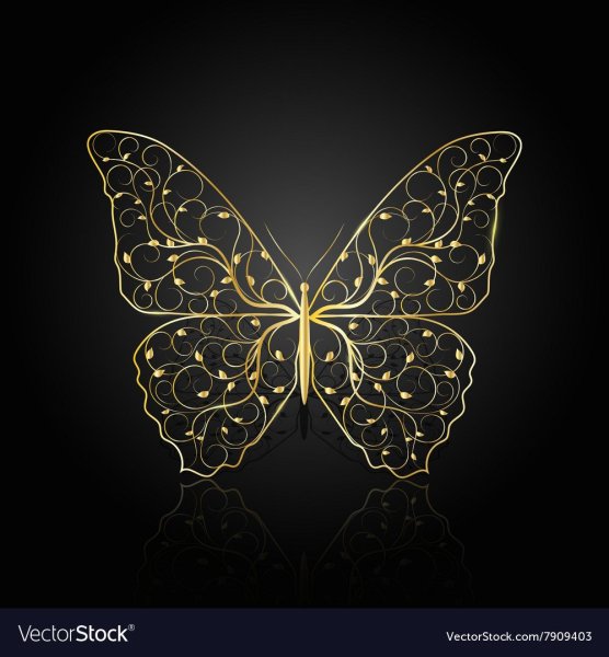 Темный фон с золотыми бабочками