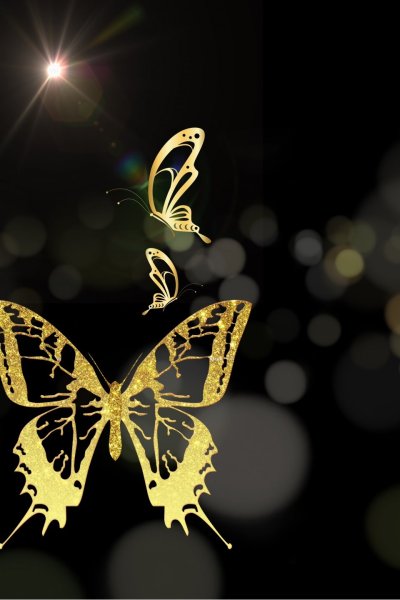 Золотые бабочки на черном фоне