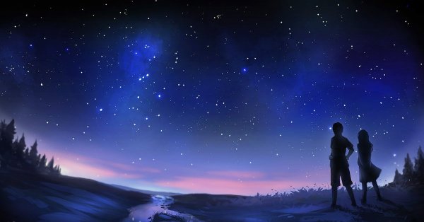 Пара на фоне звездного неба