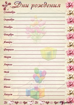 Бланки с днем рождения
