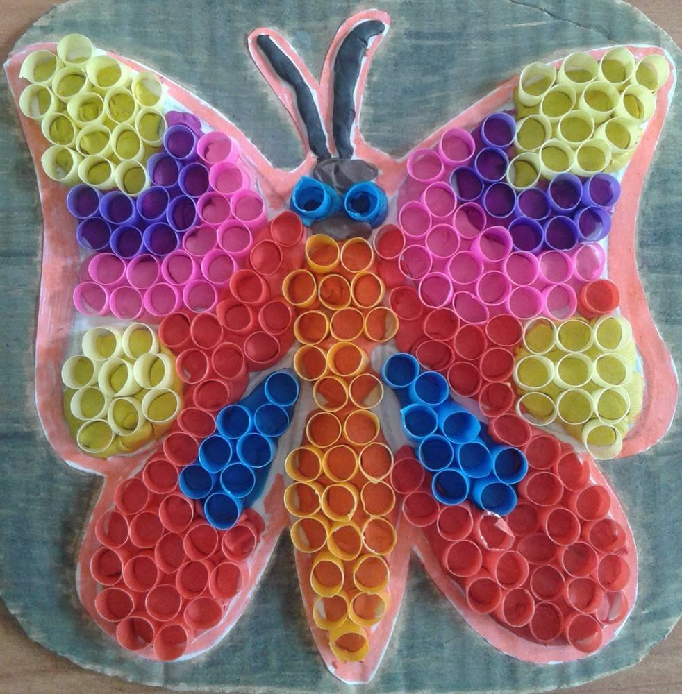 Легкая поделка 8 лет. Поделка бабочка. Поделка бабочка из цветной бумаги. Необычная аппликация. Аппликация пластилином.