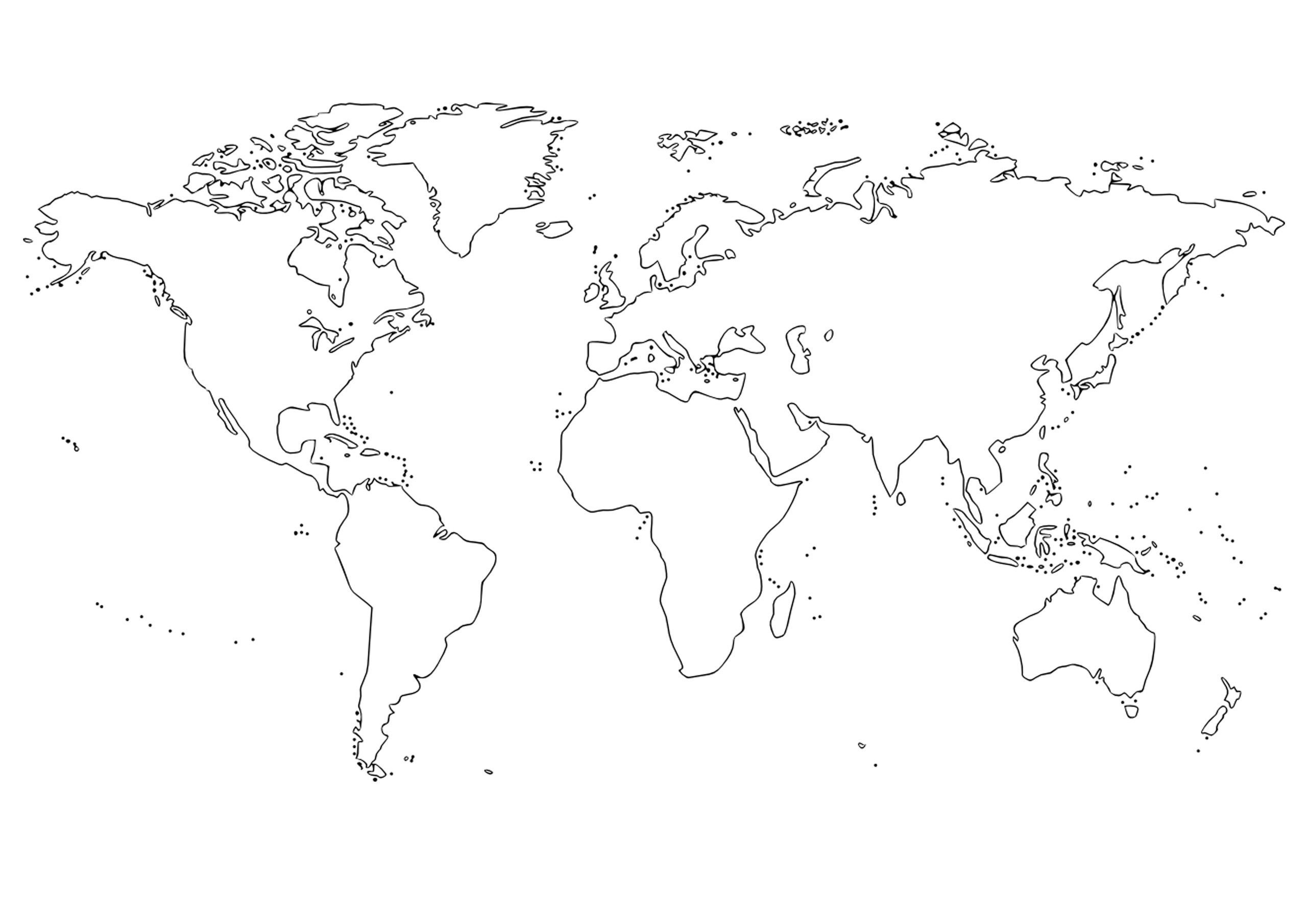 Политическая контурная карта мира