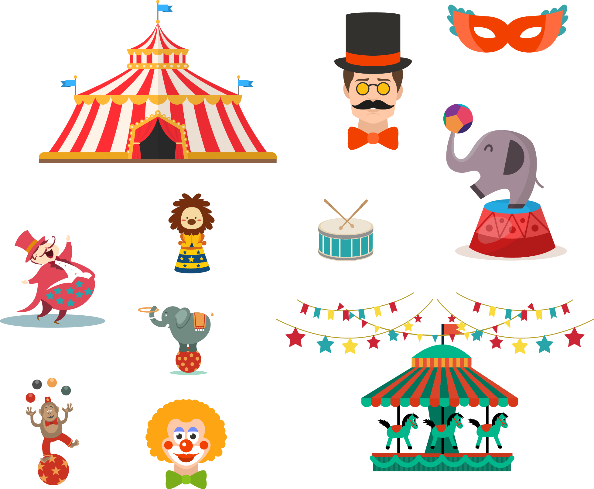 Как нарисовать цифровой цирк персонажей. Атрибуты цирка. Цирковые атрибуты для детей. Цирк вектор. Цирк клипарт.