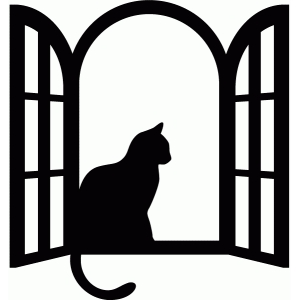 Кошка на окошке силуэт