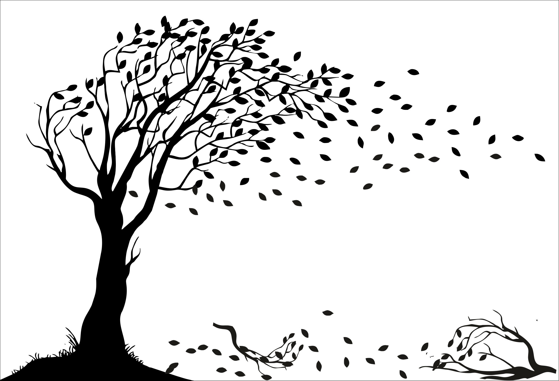 Рисование дерево на ветру