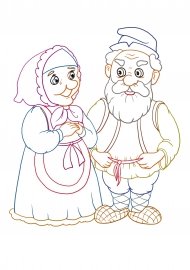Открытка для бабушки и дедушки раскраска