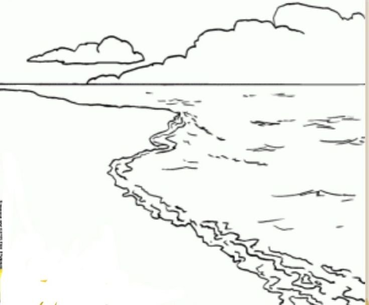 Рисунок реки озера или моря. Море раскраска для детей. Морской пейзаж раскраска. Море контур. Раскраска Маре для детей.