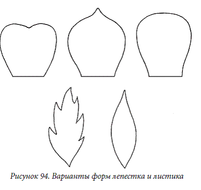 Трафареты лепестков цветов