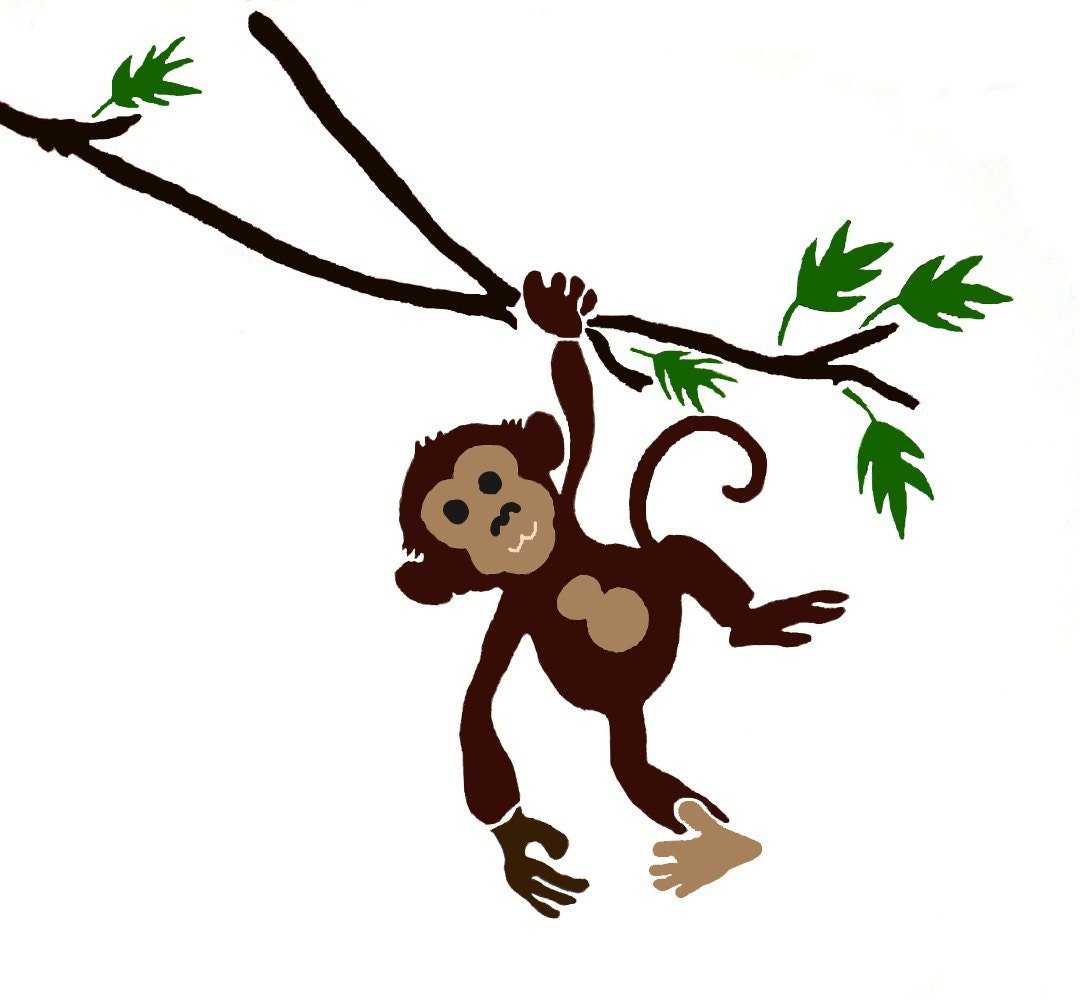Трафарет обезьяна на дереве