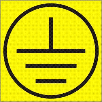 Знак заземление s45 (пленка 100х100 мм)