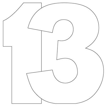 Цифра 13 трафарет
