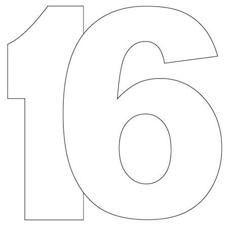 Цифра 16 трафарет