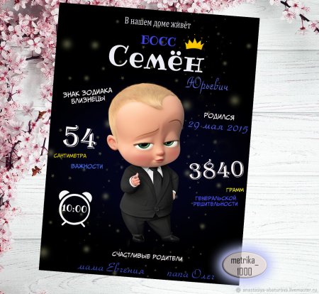 Метрика для мальчика босс молокосос