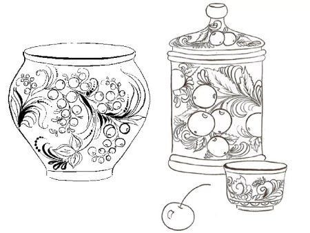Шаблон посуды для росписи золотая хохлома (49 фото)