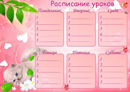 Расписание уроков макет