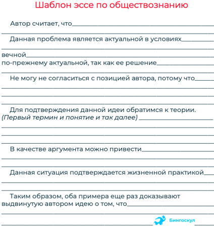 Шаблон эссе по обществознанию ЕГЭ 2021