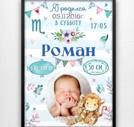 Метрика для новорожденного мальчика