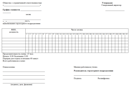 Режим работы образец