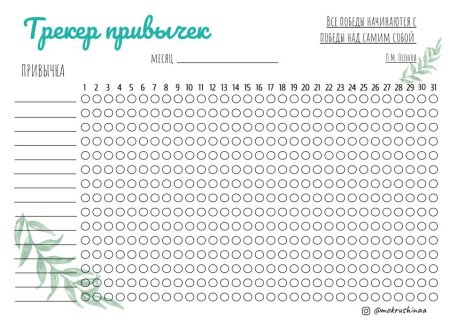 Трекер привычек чек лист спортивный