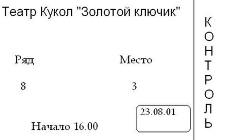 Билеты в театр шаблоны для детей