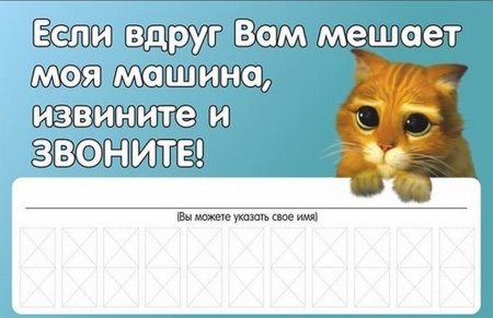 Табличка с номером телефона в машину