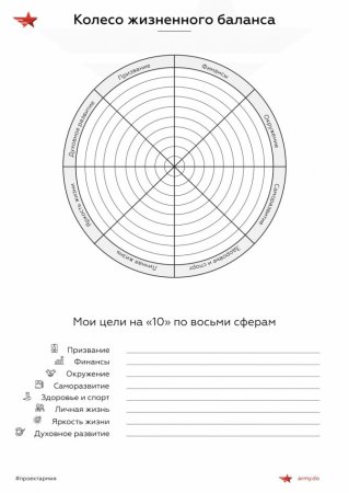 Колесо баланса жизни 12 сфер
